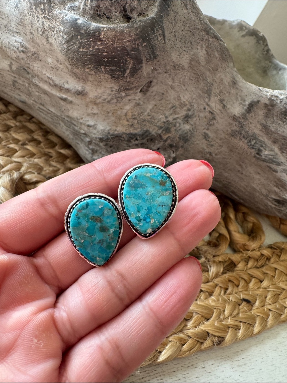 GENUINE PERSIAN TURQUOISE Teardrop EARRINGS